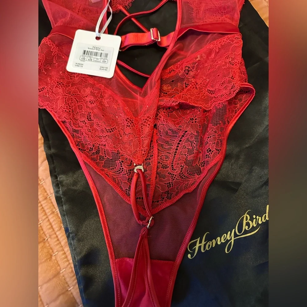 Honey Birdette Tessa Red bodysuit - Picture 6 of 9